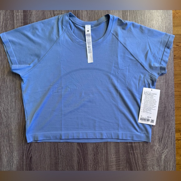 Lululemon Swiftly Tech Cropped Short-Sleeve Shirt 2.0. Blue Willow. Size 14. - Picture 1 of 11